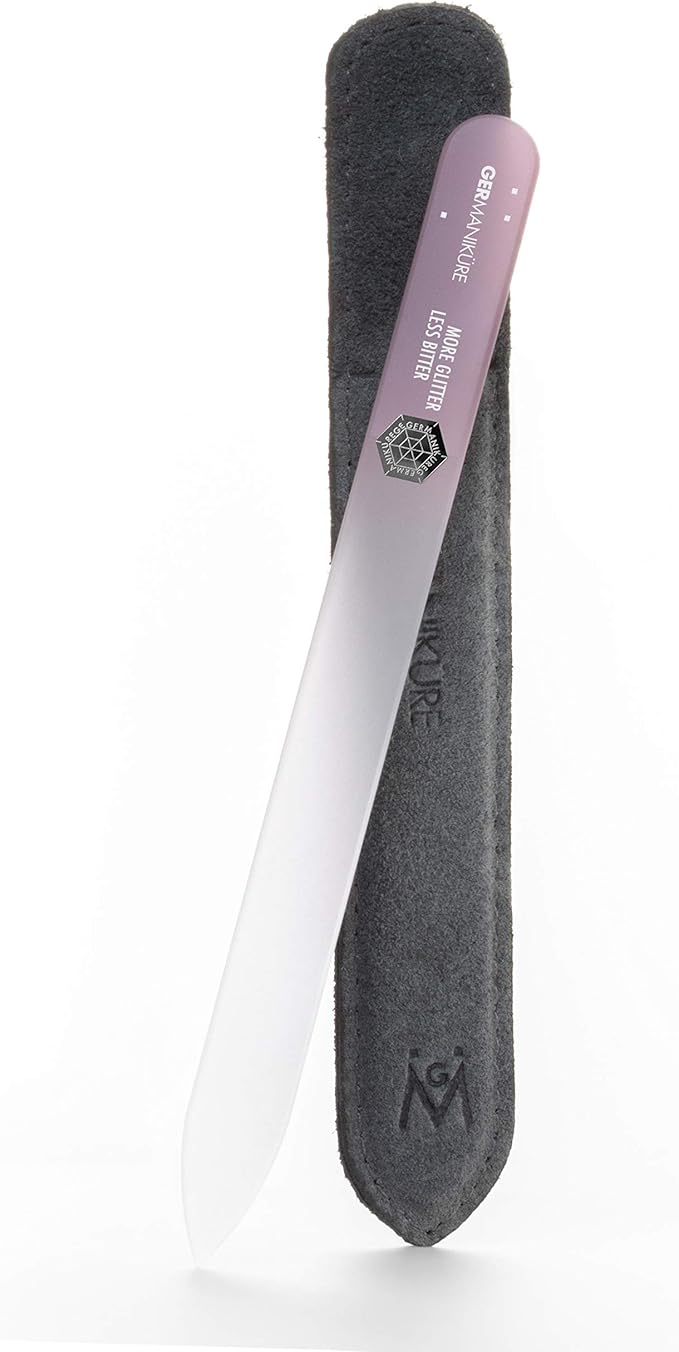 GERMANIKURE Czech Crystal Glass Nail File in Suede Leather Case by GERMANIKURE