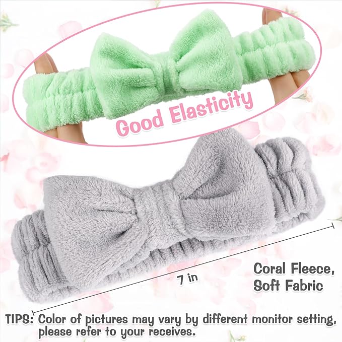 6 Pack Spa Headband for Women Skincare Makeup Headband Bow Hairband Party - Image 5