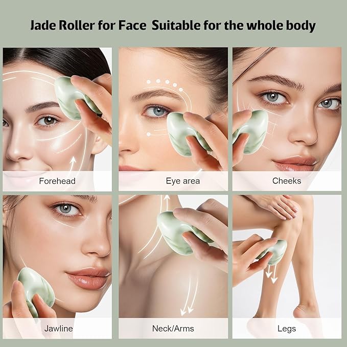 Jade Roller for Face, Gua Sha Facial Tool, Ice Eye Massager for Puffy Eyes & - Image 3