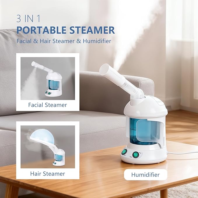 3 in 1 Facial Steamer, Hair Steamer, Air Humidifier Hot Mist Moisturizing - Image 7