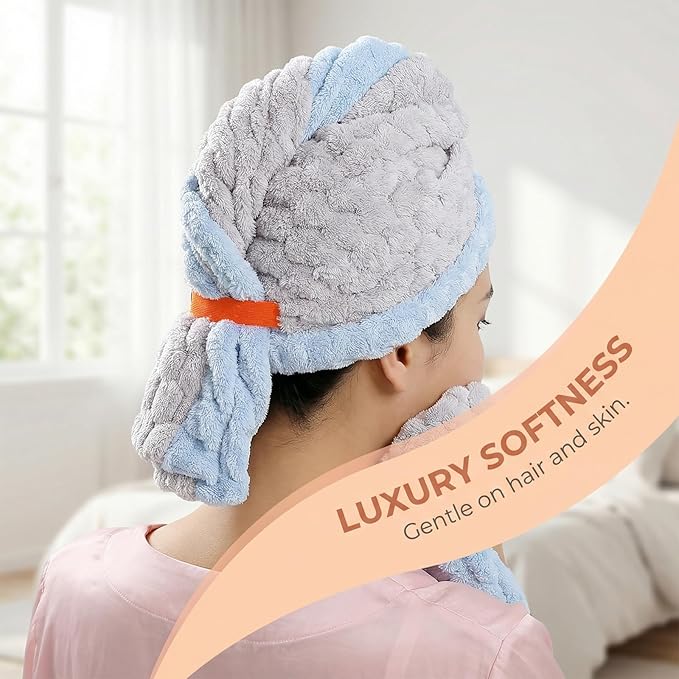 Hair Towel Wrap for Women, High Absorbency Hair Drying Towel Wrap, Lightweight - Image 4