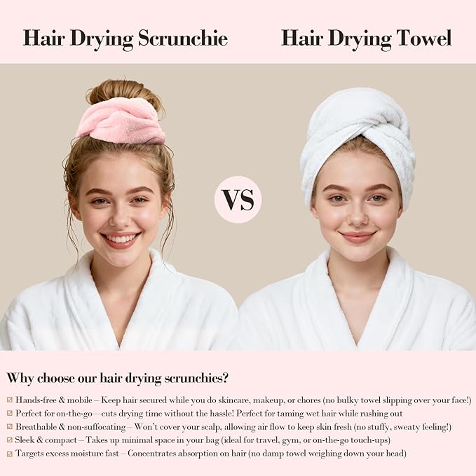 Wecoe Hair Towel Scrunchies 2pcs Soft Absorbent Large Microfiber Hair Drying - Image 5