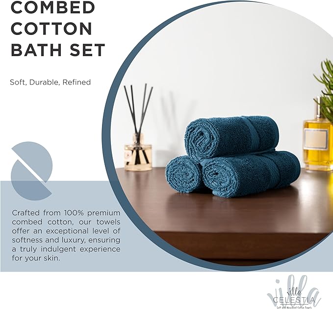 100% Cotton Bath Towel Set of 12-4 Bath Towels, 4 Hand Towels, 4 Wash Cloths - Image 2