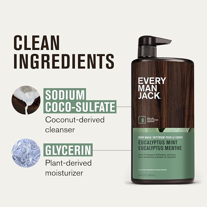 Every Man Jack Eucalyptus Mint Hydrating Mens Body Wash - Image 6