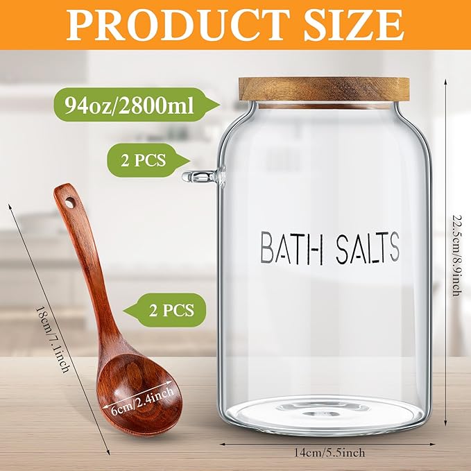 SiliFine 1 Piece 94 oz Bath Salts Glass Jar - Image 2