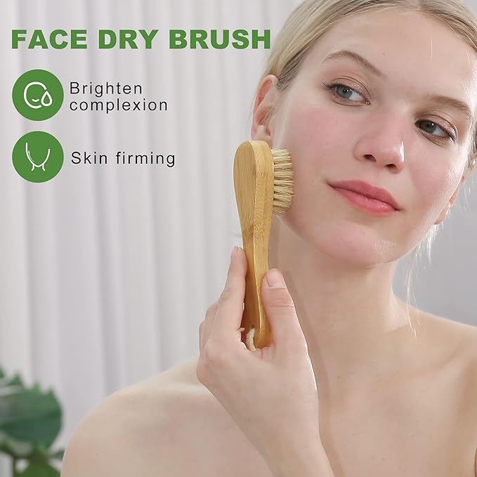 Dry Brushing Body Brush, Natural Boar Bristle Dry Brush, Bamboo Exfoliating Body - Image 5