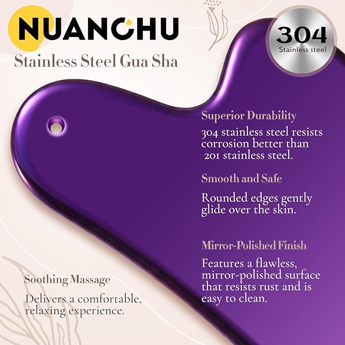 Nuanchu Stainless Steel Gua Sha Facial Tool, Metal Gua Sha - Image 6