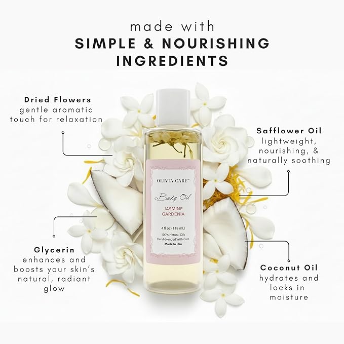 Olivia Care Jasmine Gardenia Body Oil Vegan & Natural Oil - Image 3