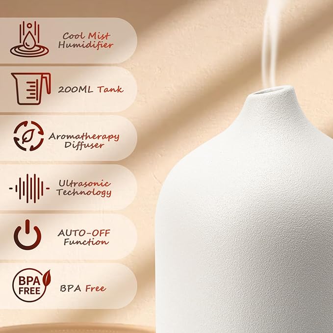 Diffuserlove Ceramic Diffuser 250ML Essential Oil Diffusers Aromatherapy - Image 3
