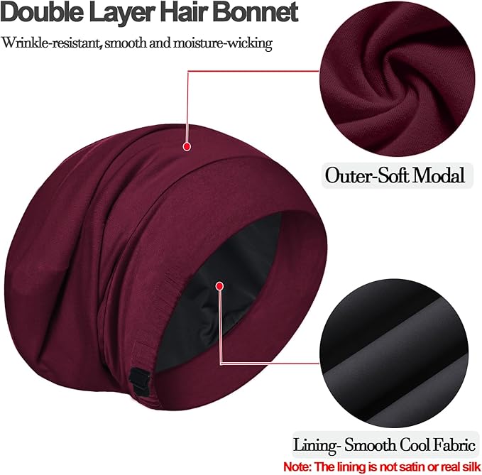 Sleep Cap Bonnet for Sleeping, Adjustable Cooling Ice Silk Lined Hair Bonnets - Image 6