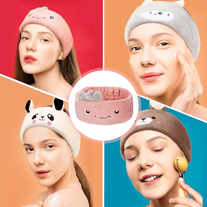Chuangdi 4 Pieces Animal Hair Bands Face Wash Headband Spa Animal Ears - Image 5