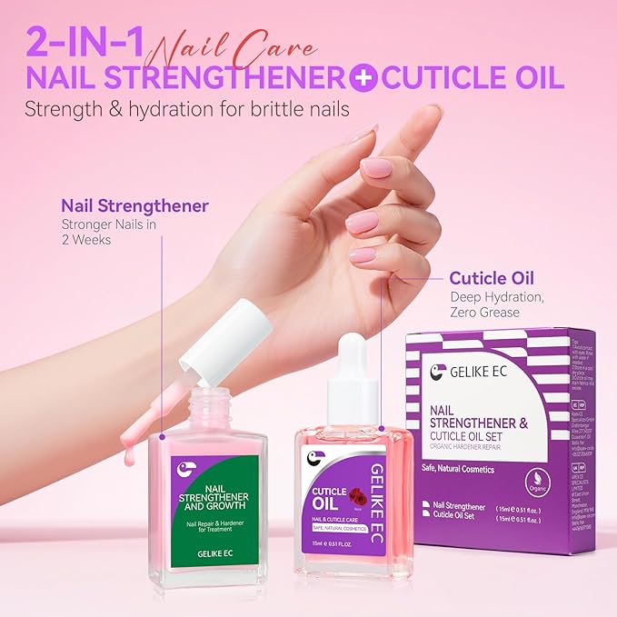 Gelike EC Colorful Nail Growth Kit: Pink Nail Hardener & Rose Nail Growth Oil - Image 2