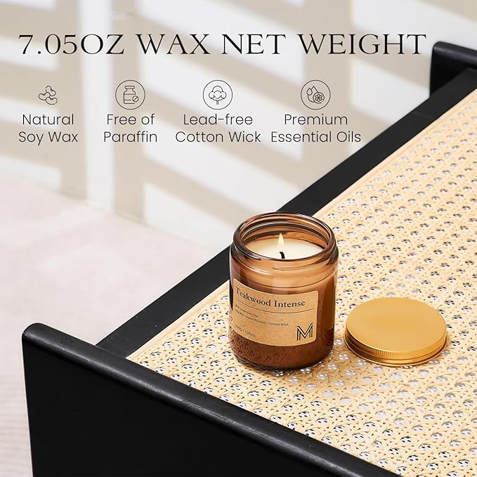 M&SENSE Teakwood Intense Scented Christmas Candle Gift, Aromatherapy Candle Set - Image 3
