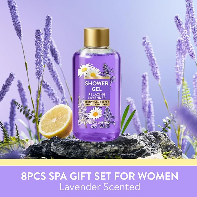 Spa Luxetique Gifts for Women Relaxing Lavender Gift for Womens 8pcs Spa Gift - Image 5