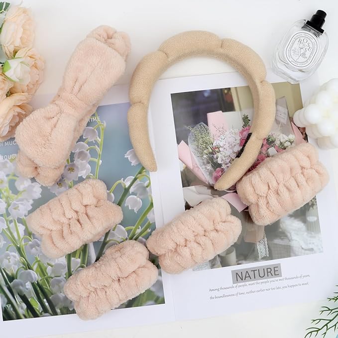 Khaki Spa Headband and Wristband Set-Headband - Image 7