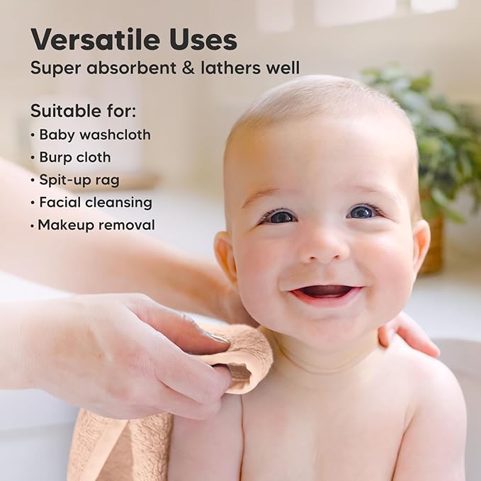 6-Pack Baby Washcloths – Soft Absorbent Viscose from Bamboo Washcloths - Image 6