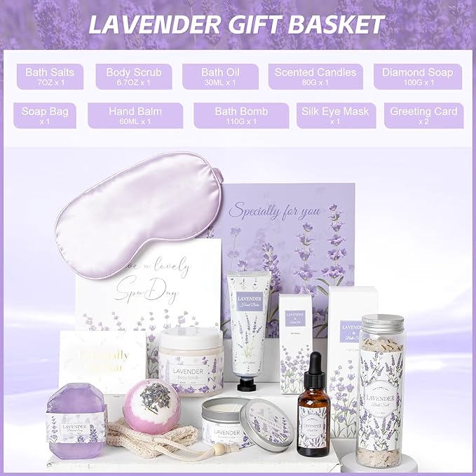 Mothers Day Gifts for Mom, Lavender Spa Gifts Set, Relaxing Spa Gifts, Bath Spa - Image 2