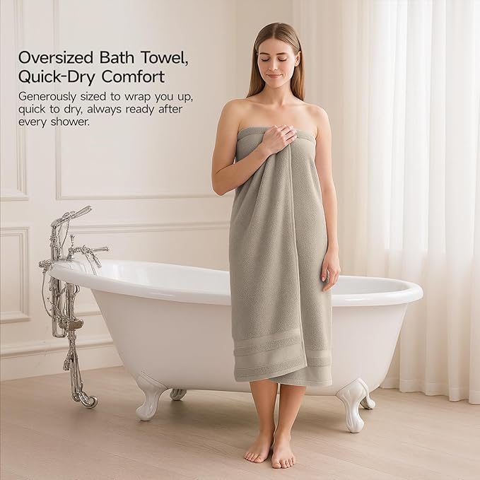 REDKISS 100% Cotton Bath Towels Set of 2, Extra Large Bath Sheets 35 X 70 Inches - Image 4