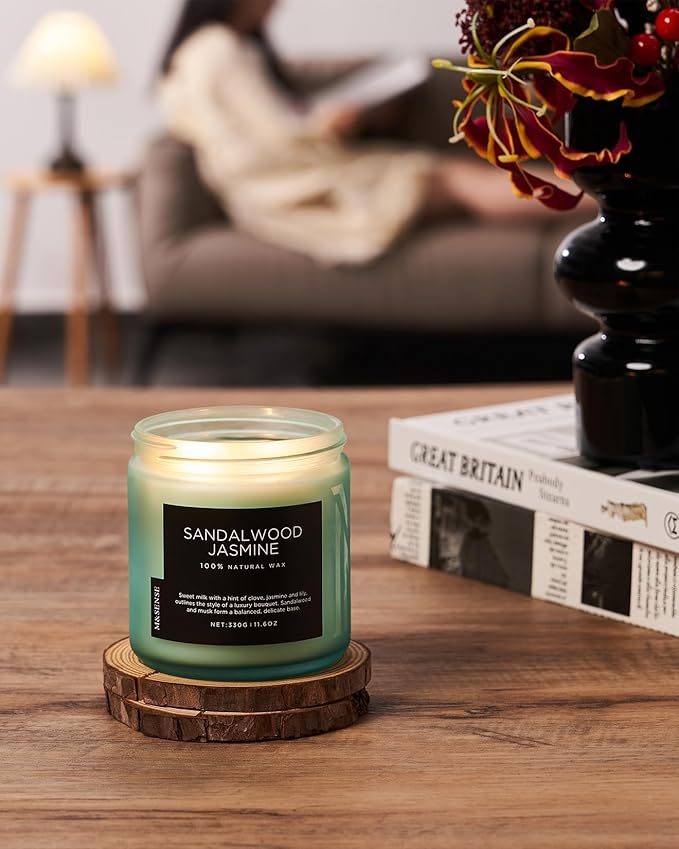 M&SENSE Sandalwood Jasmine Home Scented Candles, 11.6oz Organic Natural Soy Wax - Image 7
