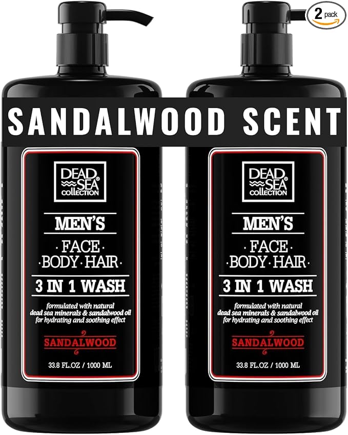 Dead Sea Collection Sandalwood Men’s Body Wash – 3 in 1 Body Wash by DeadSeaCollection