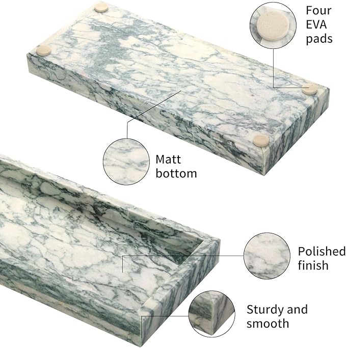 Marble Bathroom Vanity Tray, Natural Luxury Vanity Home Kitchen Bathroom Table - Image 3