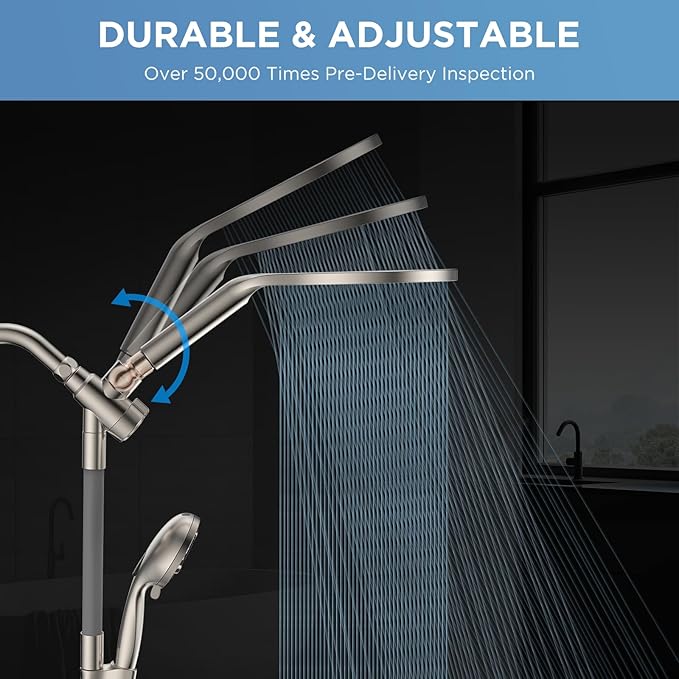 Dual Handheld Shower Head Combo, 2-in-1 Rain Shower Heads System 8 Inch - Image 2