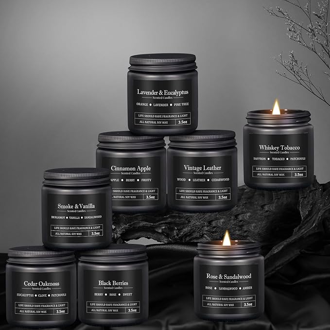 8 Pack Scented Candles for Men, Masculine Candle Gift Set - Image 6