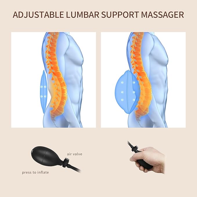Back Massager with Heat, Massage Seat Cushion with 3D Back Support, 8 Vibrating - Image 5