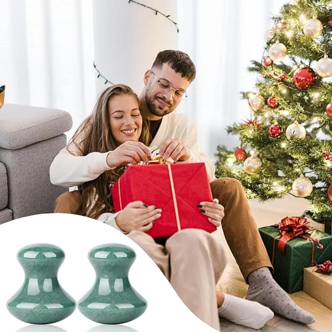 ideayard Mushroom Gua sha 2Pcs Jade Eye Massage Facial Tool Smooth Cute - Image 6