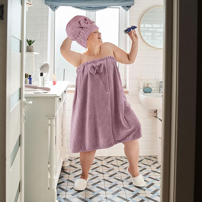 Xtinmee 2 Sets Plus Size Womens Wrap Towel - Image 5