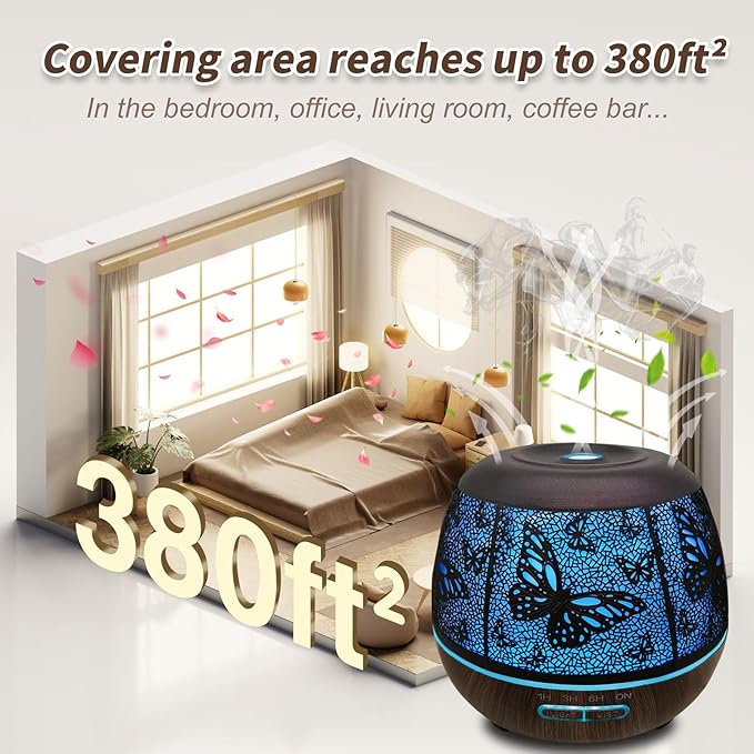 Roonbo Diffusers for Essential Oils Large Room 400ml, Essential Oil Diffuser - Image 3
