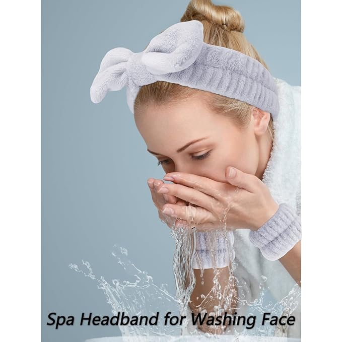 VELSCRUN Spa Headband, Makeup Face Wash Skincare Headbands, Bow Hair Band Party - Image 2