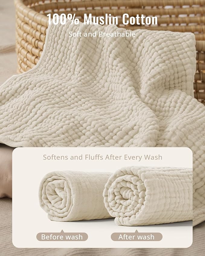 Blissful Diary Muslin Baby Hooded Towel 1 Pack, Soft & Absorbent Bath Towel - Image 2