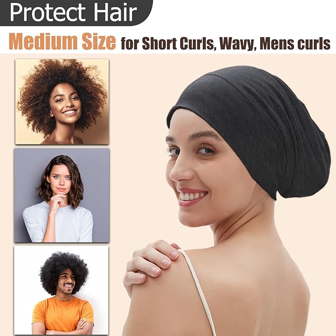 Sleep Cap Bonnet for Sleeping, Adjustable Cooling Ice Silk Lined Hair Bonnets - Image 3