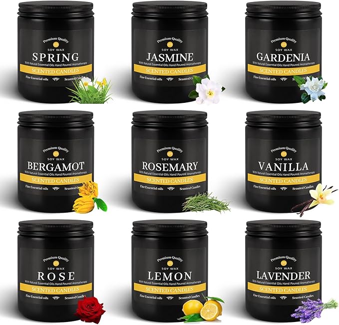 YOROXRG 9Pack Candles for Home Scented, Aromatherapy Candles Gifts Set for Men - Image 2