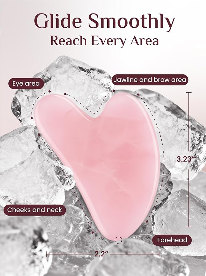 Rena Chris Gua Sha Facial Tools, Rose Quartz Guasha Tool - Image 2