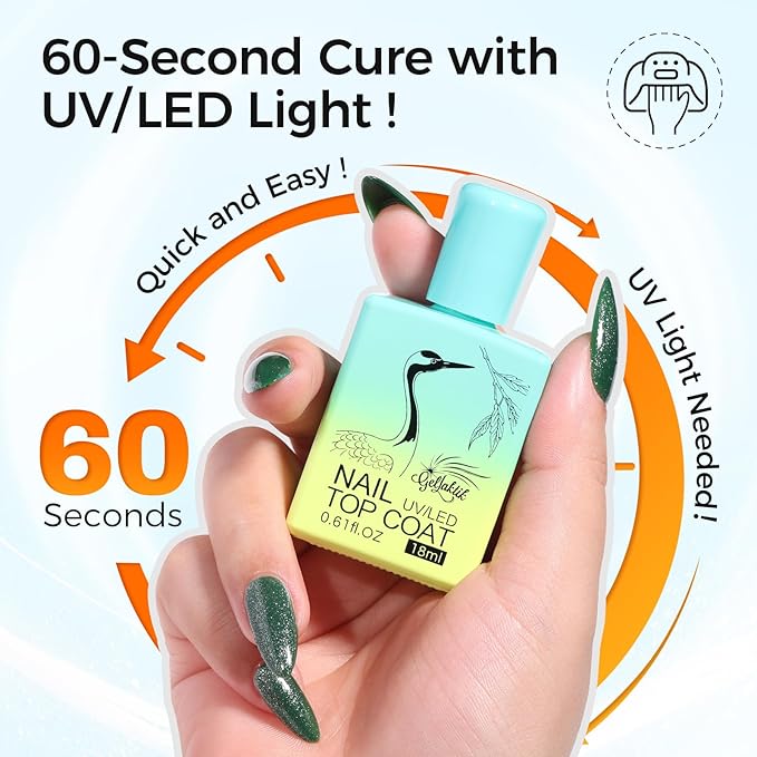 Glitter Gel Top Coat Set, 2 x 15ml Soak Off UV LED, Long Lasting Glitter Gel - Image 7