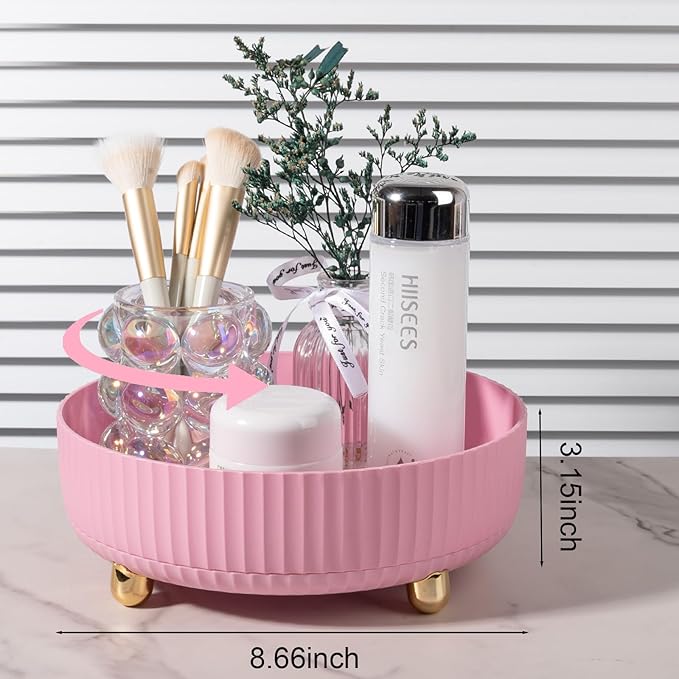 Anyoifax Makeup Perfume Organizer Tray 360 Degree Rotating Lazy Susan Skincare - Image 2