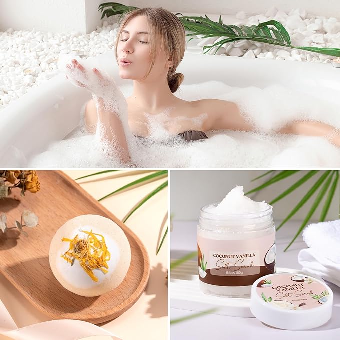 Mothers Day Gifts for Mom, Spa Gift Baskets for Women, Vanilla Coconut Bath and - Image 6