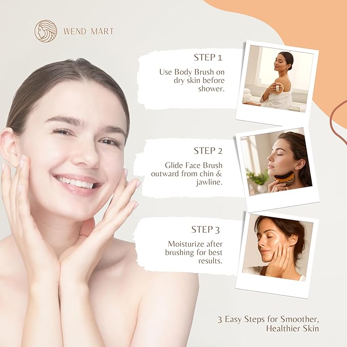2 in 1 Dry Brushing Body & Face Contour Brush Set – Natural Boar Bristle Body - Image 7