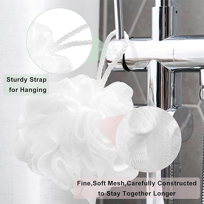 Loofah Charcoal Bath Shower Sponge Body Scrubber, 75g Exfoliate Mesh Pouf - Image 4