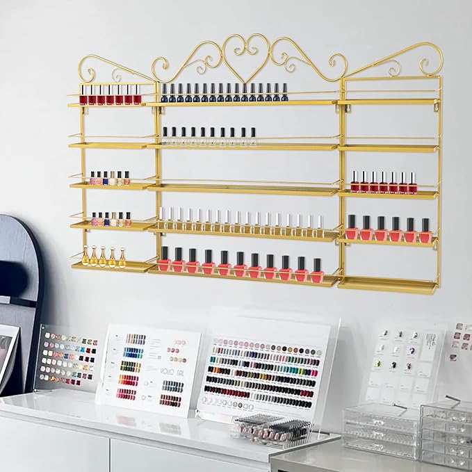 DouSeiAi 5-Tier Wall Mounted Nail Polish Storage Rack, Metal Cosmetic Organizer - Image 4