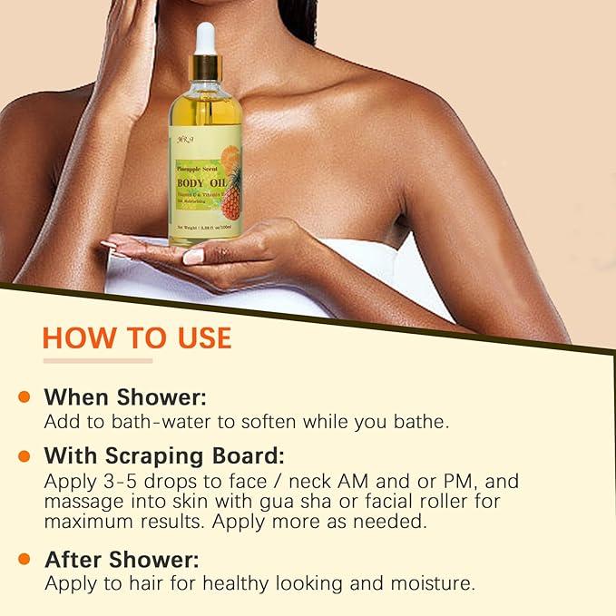 MR.A 2 Pack Pineapple Juice Scented Body Oil, Vitamin E Hydrating Body Oil - Image 7