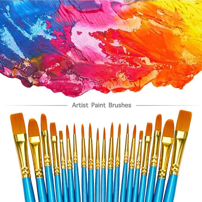BOSOBO Pointed-Round Paint Brush, 4 Sets of 10 Pieces Fine Tip Nylon Hair - Image 2