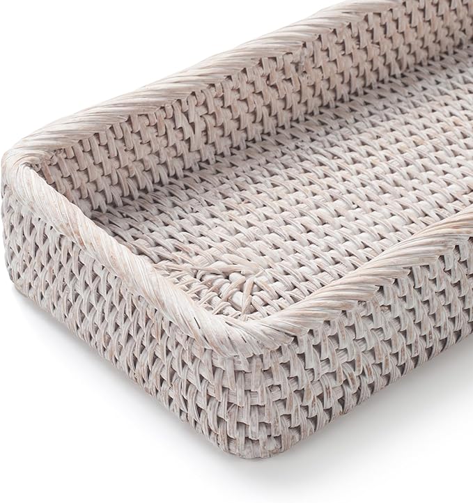 Rattan Bathroom Vanity Trays Toilet Tank Baskets Long Narrow Hand Towel Storage - Image 4