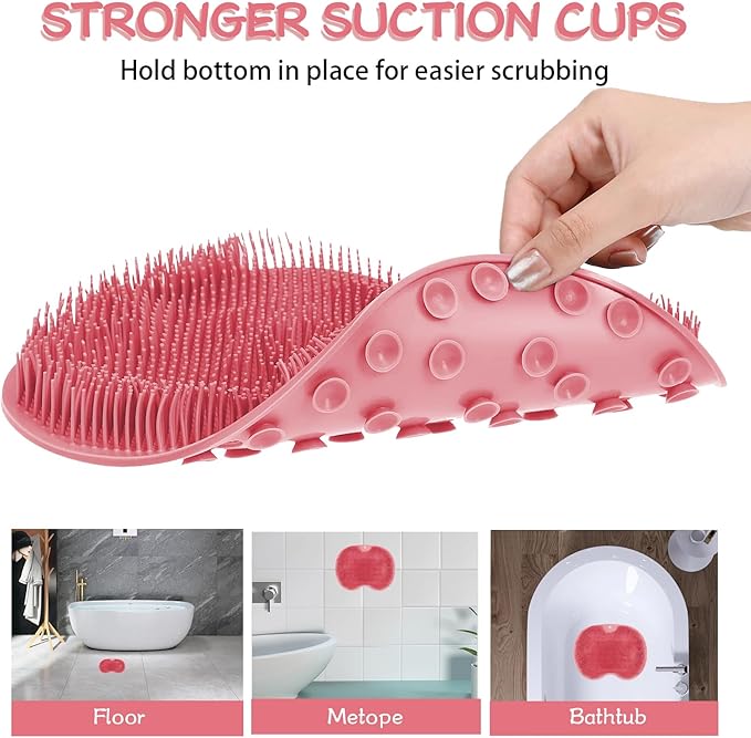 Shower Foot Scrubber, Wall Mounted Bath Massage Pad, Back Scrubber Back - Image 4
