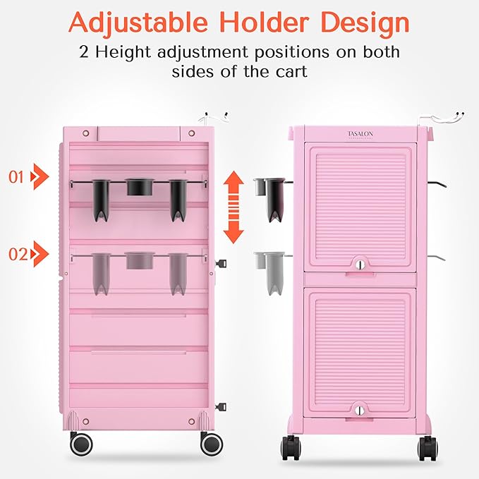 TASALON Pink Lockable Salon Cart - Image 3