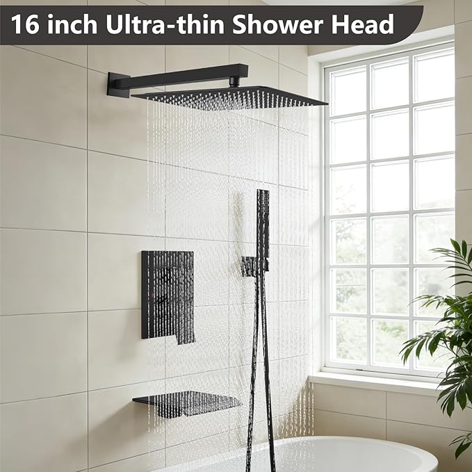 Midanya Shower System with Tub Spout, Bathtub Shower Faucet Set with Square - Image 2