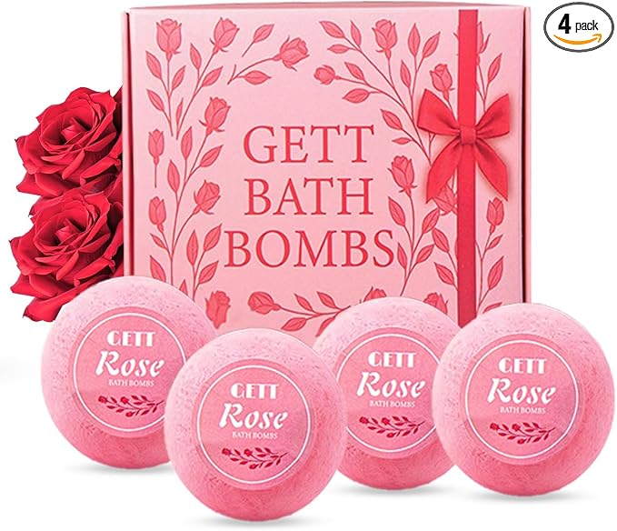 GETT Rose Bath Bombs 4 Pack Individually Wrapped – Bath Bombs by Unknown