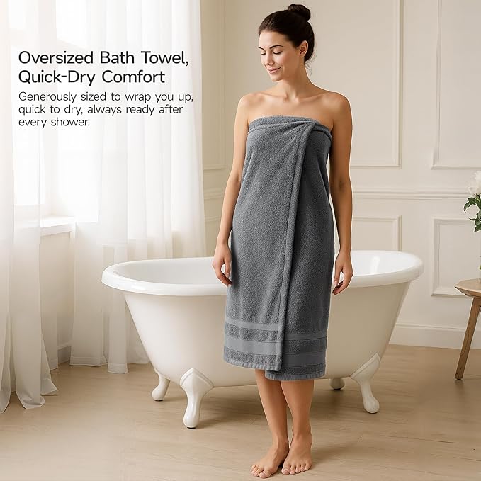 REDKISS 100% Cotton Bath Towels Set of 2, Extra Large Bath Sheets 35 X 70 Inches - Image 3